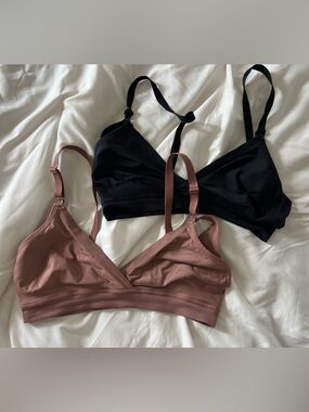 Motherhood Soft Triangle Nursing Bra - Black and Dusty Rose